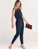 ANRABESS Crewneck Sleeveless Stretchy Jumpsuits Rompers with Pockets