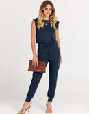 ANRABESS Crewneck Sleeveless Stretchy Jumpsuits Rompers with Pockets