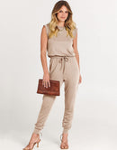 ANRABESS Crewneck Sleeveless Stretchy Jumpsuits Rompers with Pockets
