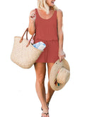 ANRABESS Scoop Neck Sleeveless Tank Top Short Jumpsuit Rompers with Pockets