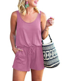 ANRABESS Scoop Neck Sleeveless Tank Top Short Jumpsuit Rompers with Pockets