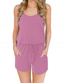 ANRABESS Scoop Neck Sleeveless Tank Top Short Jumpsuit Rompers with Pockets