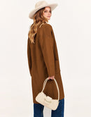 ANRABESS Women's 2023 Fall Cardigan Sweater Long Sleeve Open Front Lapel Coat Casual Knit Coatigan Jacket with Pockets