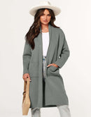 ANRABESS Women's 2023 Fall Cardigan Sweater Long Sleeve Open Front Lapel Coat Casual Knit Coatigan Jacket with Pockets