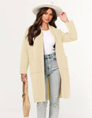 ANRABESS Women's 2023 Fall Cardigan Sweater Long Sleeve Open Front Lapel Coat Casual Knit Coatigan Jacket with Pockets