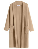 ANRABESS Women's 2023 Fall Cardigan Sweater Long Sleeve Open Front Lapel Coat Casual Knit Coatigan Jacket with Pockets