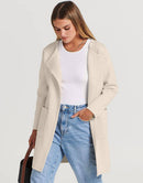 ANRABESS Women's Open Front Knit Cardigan Long Sleeve Lapel Casual Solid Classy Sweater Jacket