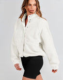 ANRABESS Womens Fleece Jacket Button Down Shacket Casual Sherpa Cropped Coats Warm Outwear with Pockets