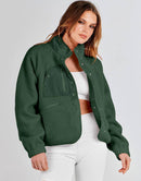 ANRABESS Womens Fleece Jacket Button Down Shacket Casual Sherpa Cropped Coats Warm Outwear with Pockets
