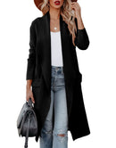 ANRABESS Women's Casual Long Sleeve Draped Open Front Knit Pockets Long Cardigan Jackets Sweater