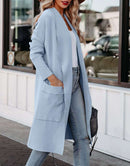 ANRABESS Women's Casual Long Sleeve Draped Open Front Knit Pockets Long Cardigan Jackets Sweater