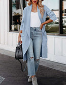 ANRABESS Women's Casual Long Sleeve Draped Open Front Knit Pockets Long Cardigan Jackets Sweater