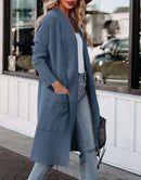 ANRABESS Women's Casual Long Sleeve Draped Open Front Knit Pockets Long Cardigan Jackets Sweater