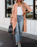 ANRABESS Women's Casual Long Sleeve Draped Open Front Knit Pockets Long Cardigan Jackets Sweater