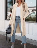 ANRABESS Women's Casual Long Sleeve Draped Open Front Knit Pockets Long Cardigan Jackets Sweater