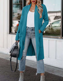 ANRABESS Women's Casual Long Sleeve Draped Open Front Knit Pockets Long Cardigan Jackets Sweater