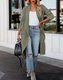 ANRABESS Women's Casual Long Sleeve Draped Open Front Knit Pockets Long Cardigan Jackets Sweater