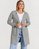 ANRABESS Women's Open Front Knit Cardigan Long Sleeve Lapel Casual Solid Classy Sweater Jacket