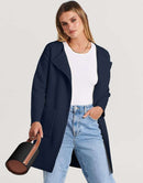 ANRABESS Women's Open Front Knit Cardigan Long Sleeve Lapel Casual Solid Classy Sweater Jacket