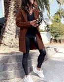 ANRABESS Women's Open Front Knit Cardigan Long Sleeve Lapel Casual Solid Classy Sweater Jacket