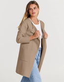 ANRABESS Women's Open Front Knit Cardigan Long Sleeve Lapel Casual Solid Classy Sweater Jacket