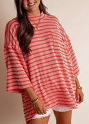 Women's Oversized High Neck Urban Ribbed Striped Top (Buy 2 Free Shipping)