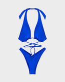 Trendy Halter Tie Strappy Bikini Set