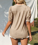 Women's V Neck Puff Sleeve Basic T-shirt (Buy 3 Free Shipping)