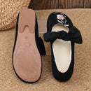 New Embroidered Bow Flat Mary Jane Shoes