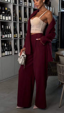 Women's Lapel Solid Color Commuter Suit Two Piece Suit