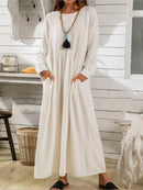 Women's Pure Color Elegant Cotton Dress