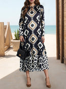 Women's Casual Dress Long Sleeve Bohemian Style Dress Long Sleeve Floral Tie Spring V Neck