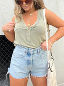 2024 New Women's Washed Button Tank (Buy 3 Free Shipping)