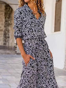 Women's Shirt Dress Floral Pocket Print Shirt Collar Long Dress Maxi Dress Bohemia Daily Vacation Long Sleeve Summer